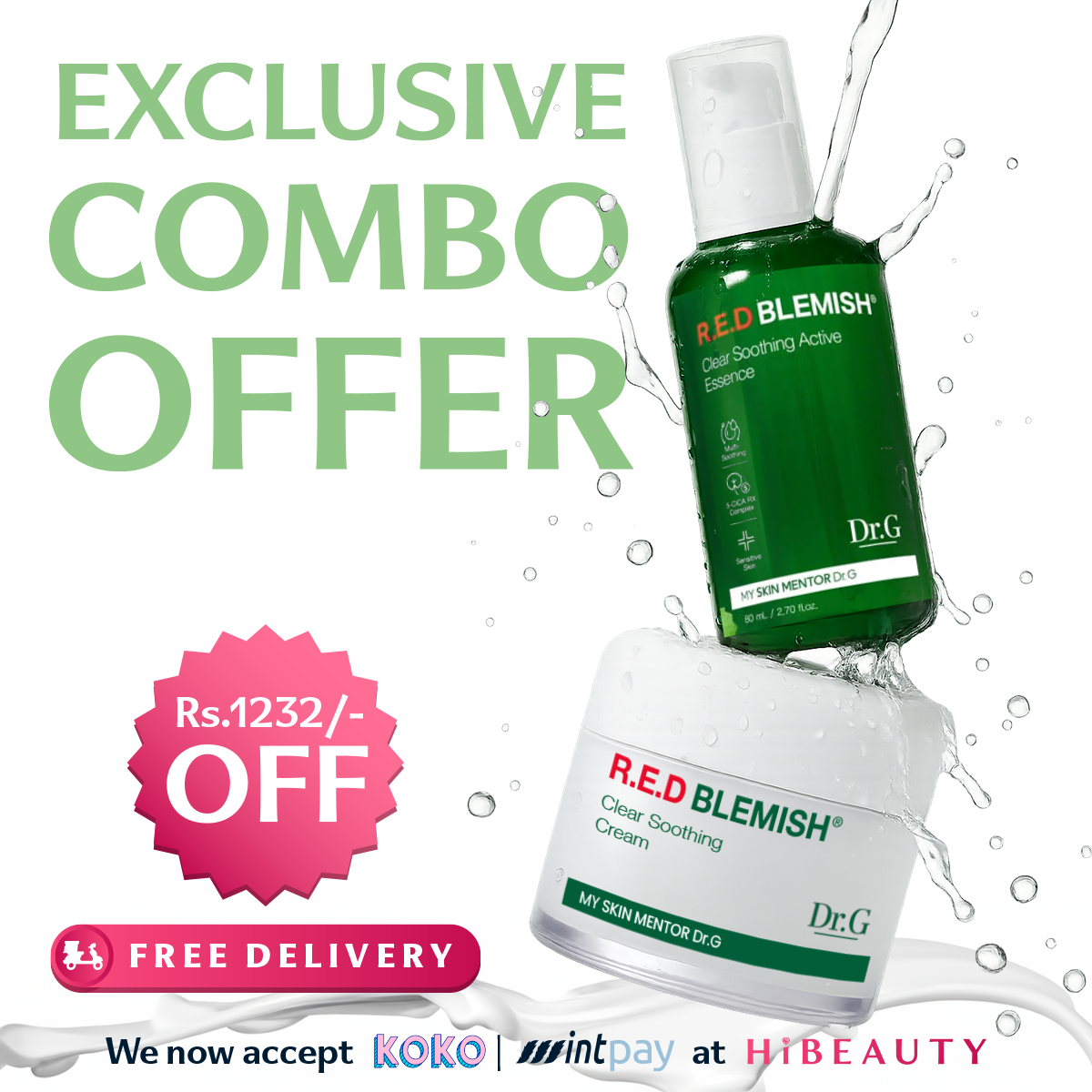Ultimate Blemish Control: Dr.G R.E.D Soothing Power Couple - DR.G R.E.D Blemish Clear Soothing Cream & Dr.G R.E.D Blemish Clear Soothing Active Essence